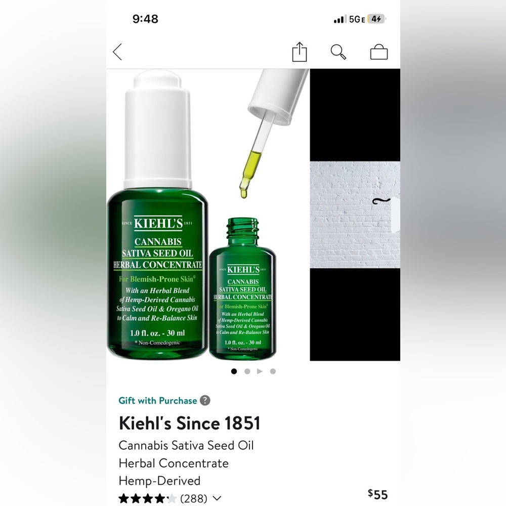 New Kiehls cannibis seed facial oil - brand new / in box
